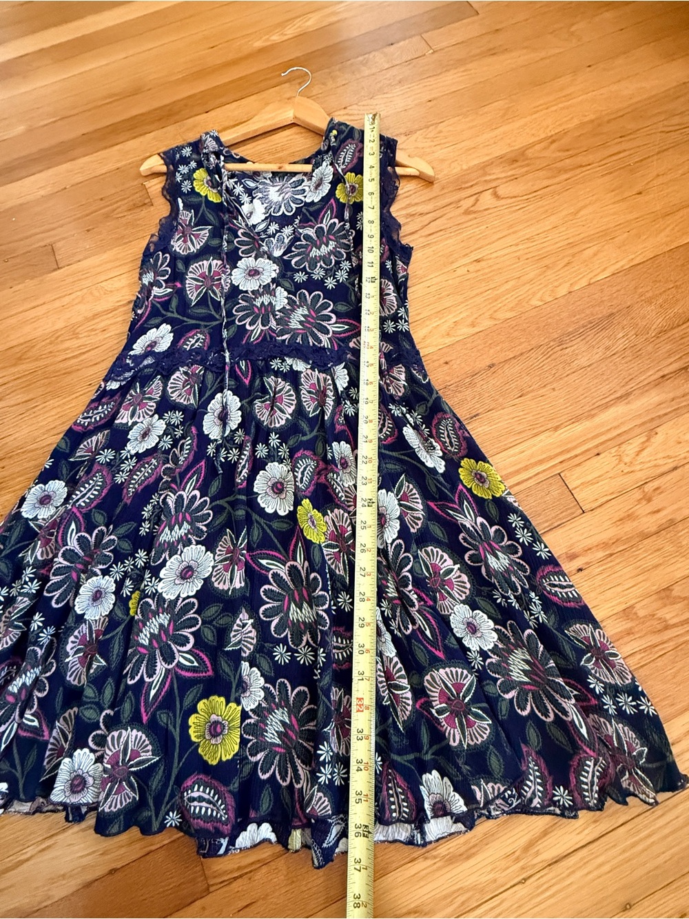 libby.edelman Navy Floral Swing Dress | XS | Boho Cottagecore Summer Dress - Picture 5 of 7